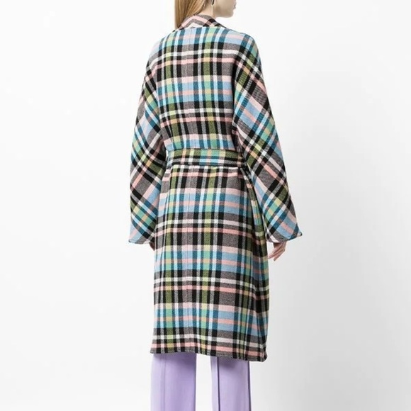 Stine Goya Fernanda Check MIDI Wool Coat Jacket - Picture 9 of 11